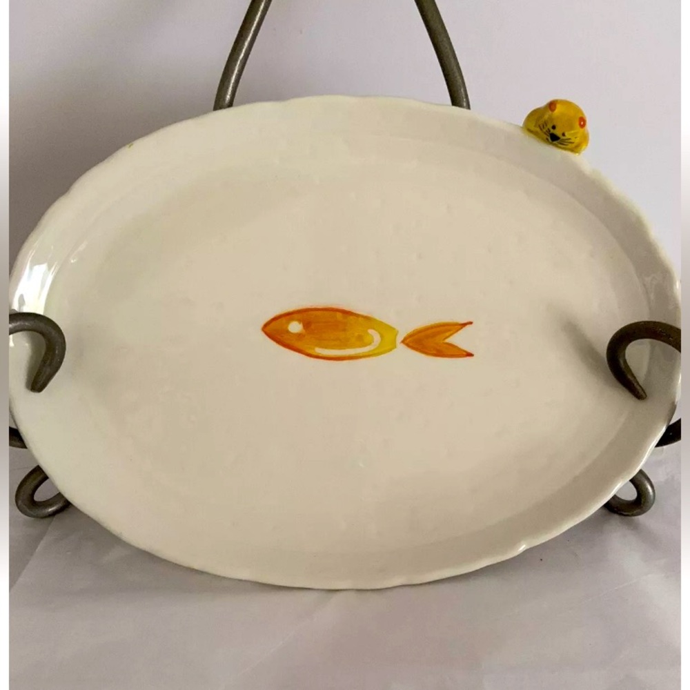 CounterArt Ginger Cat Watching A Goldfish Snack Platter